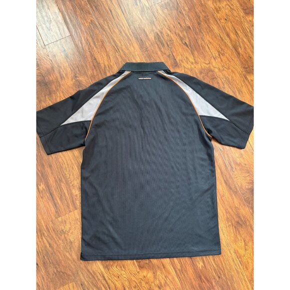 Harley-Davidson Mens Polo Shirt Gray/Orange/Black Polyester Lrg Embroidered logo - Picture 3 of 5